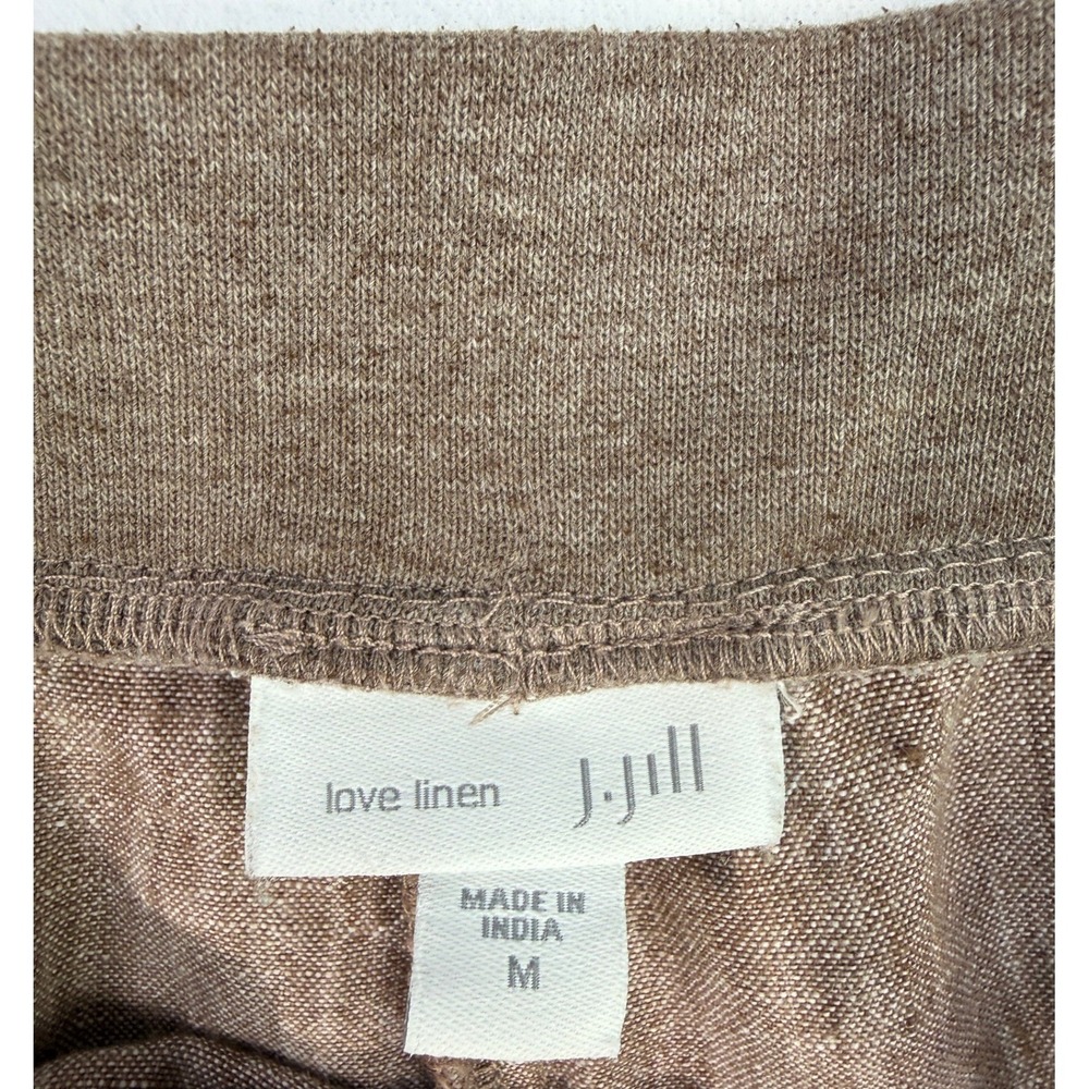 J.Jill Love Linen 100% Linen Crop Pants Womens Medium Brown Pockets Beach Travel - Picture 3 of 10